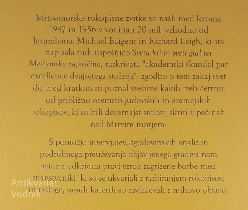 ZGODBA O KUMRANSKIH ZVITKIH, M. Baigent in R. Leigh
