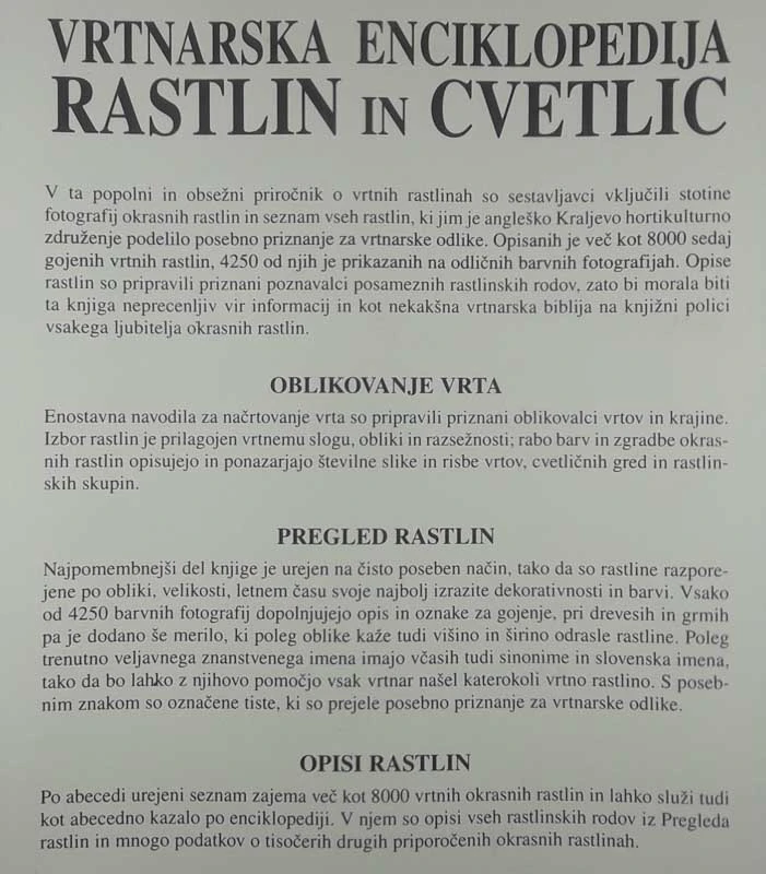 VRTNARSKA ENCIKLOPEDIJA RASTLIN IN CVETLIC
