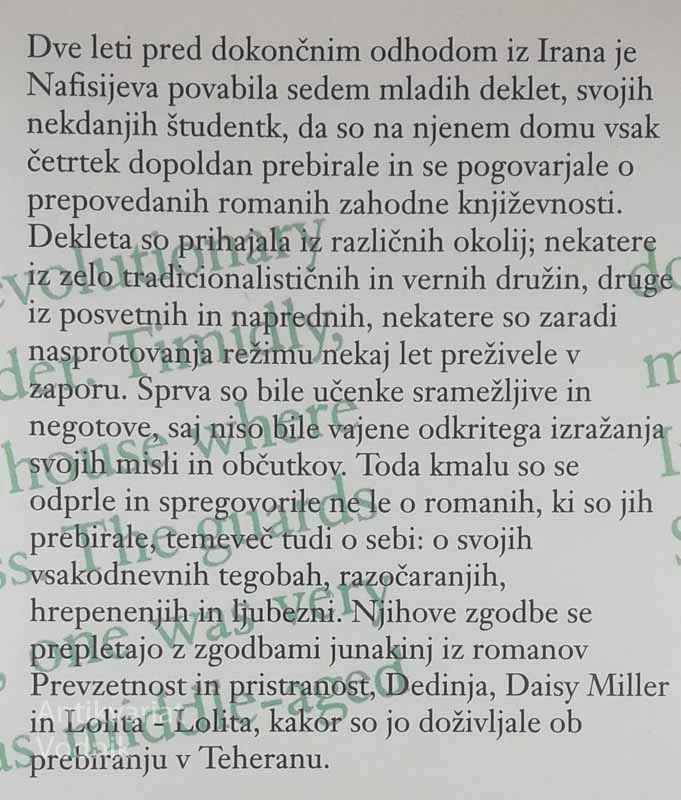 PREBIRANJE LOLITE V TEHERANU, Azar Nafisi