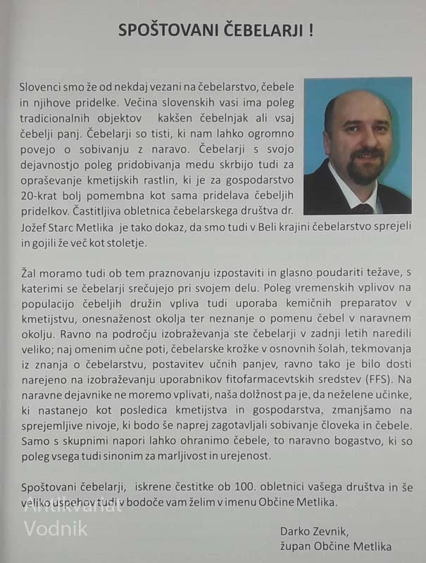 ČEBELARSKO DRUŠTVO DR. JOŽEF STARC METLIKA-100 LET