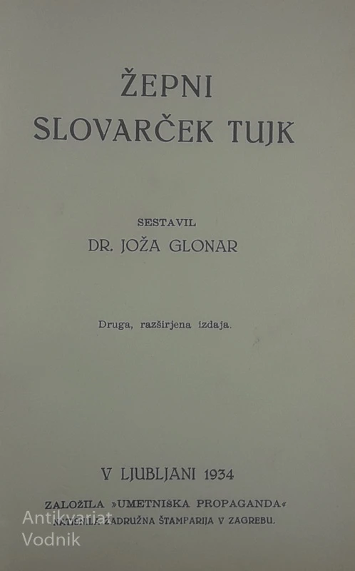 ŽEPNI SLOVARČEK TUJK, Joža Glonar