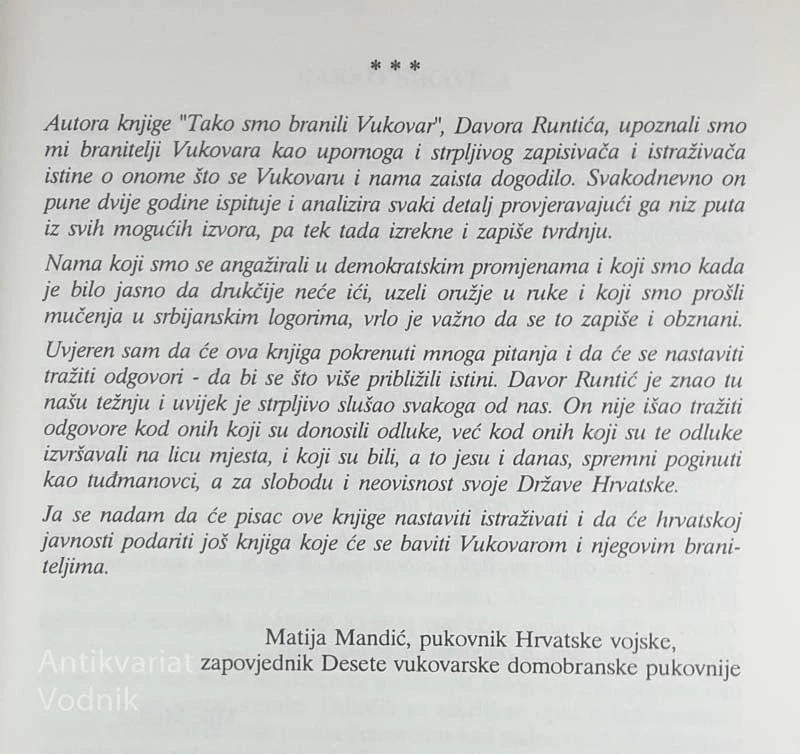 TAKO SMO BRANILI VUKOVAR, Davor Runtić