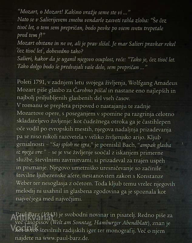 MOZART; ROMAN O NEMIRNEM ŽIVLJENJU GLASBENEGA GENIJA, Paul Barz
