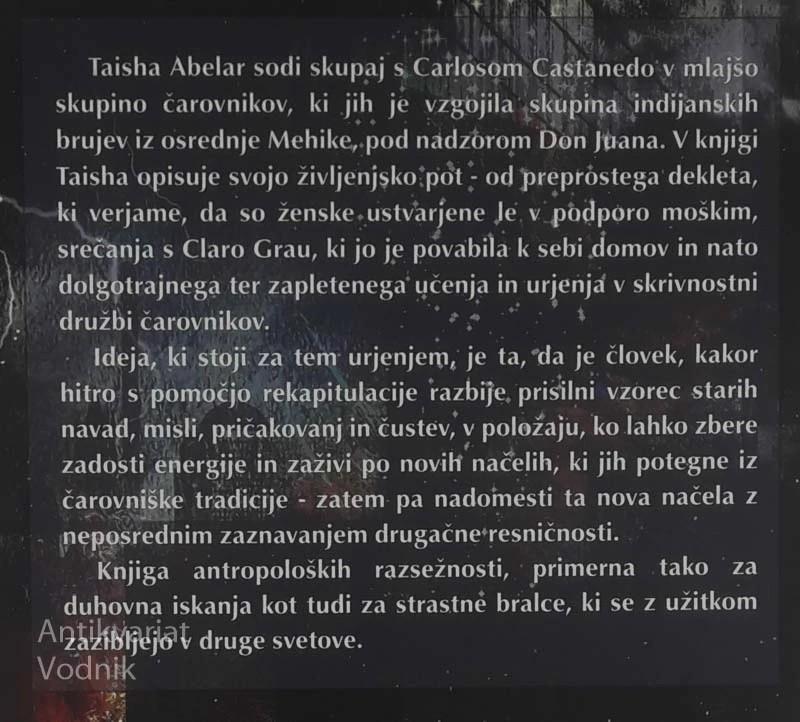 PREHOD VRAČEV; POTOVANJE ŽENSKE, Taisha Abelar