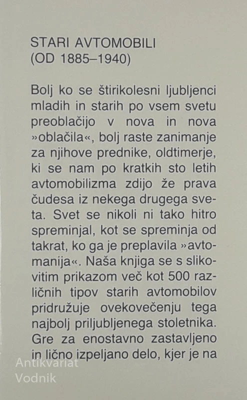 STARI AVTOMOBILI (IZ LET 1885-1940)