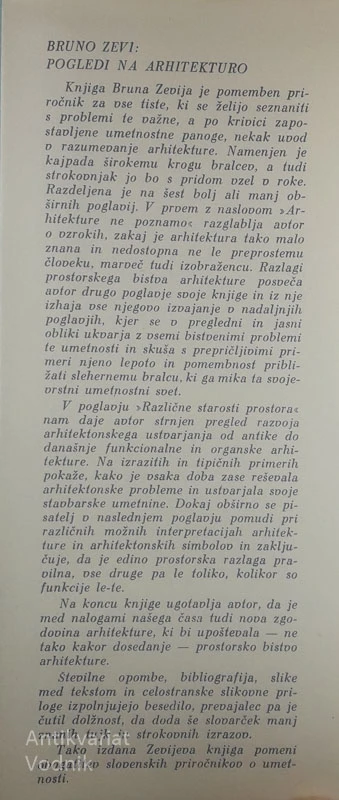 POGLEDI NA ARHITEKTURO, Bruno Zevi