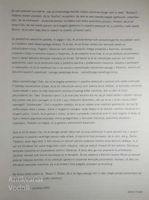 PRISPEVEK K ZGODOVINI KEMIJSKE PROIZVODNJE NA SLOVENSKEM, pripravil Štefan Trajbarič