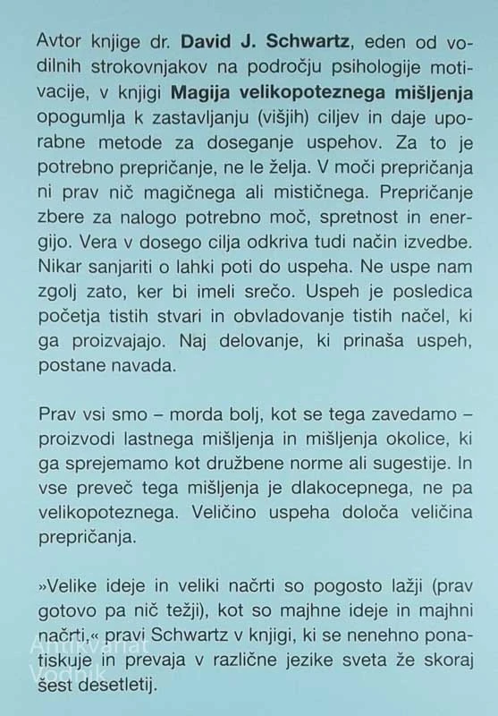 MAGIJA VELIKOPOTEZNEGA MIŠLJENJA, David J. Schwartz