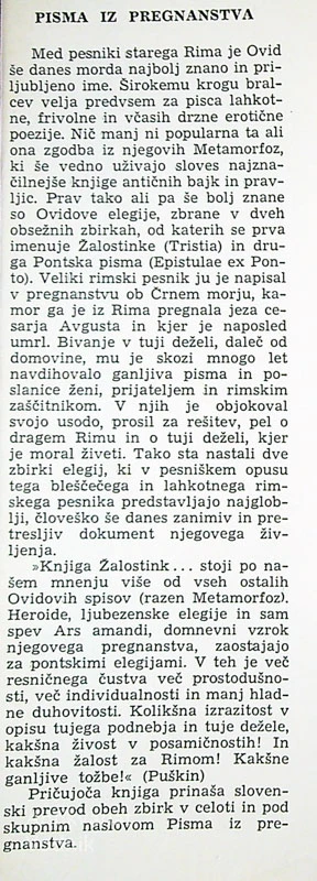 PISMA IZ PREGNANSTVA, Pubij Ovidij Nazon
