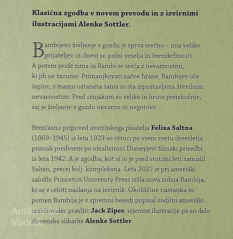 BAMBI; ŽIVLJENJSKA POT V GOZDU, Felix Salten