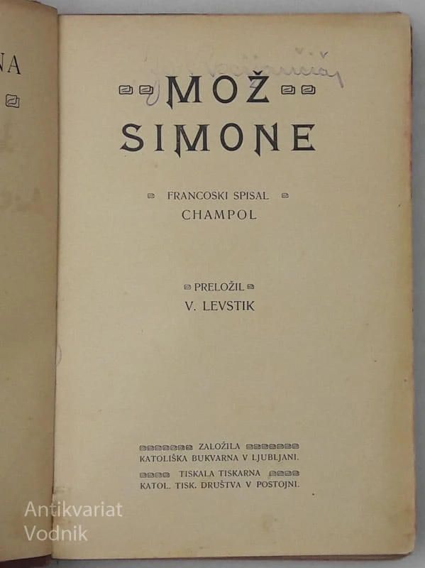 LEPOSLOVNA KNJIŽICA VI. MOŽ SIMONE francoski spisal Champol
