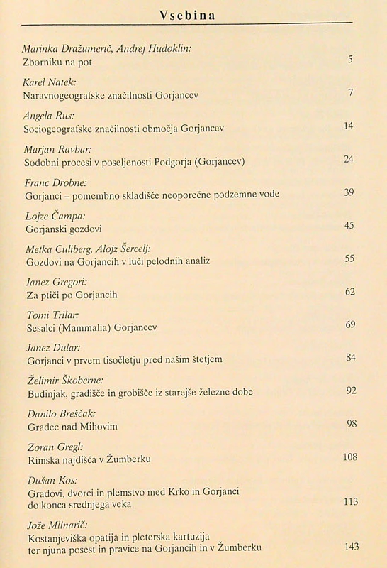 GORJANCI; DOLENJSKI ZBORNIK 1997