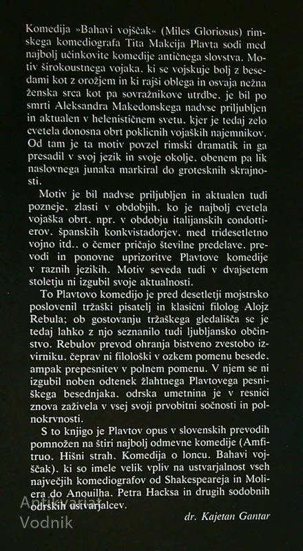 BAHAVI VOJŠČAK, Titus Maccius Plautus