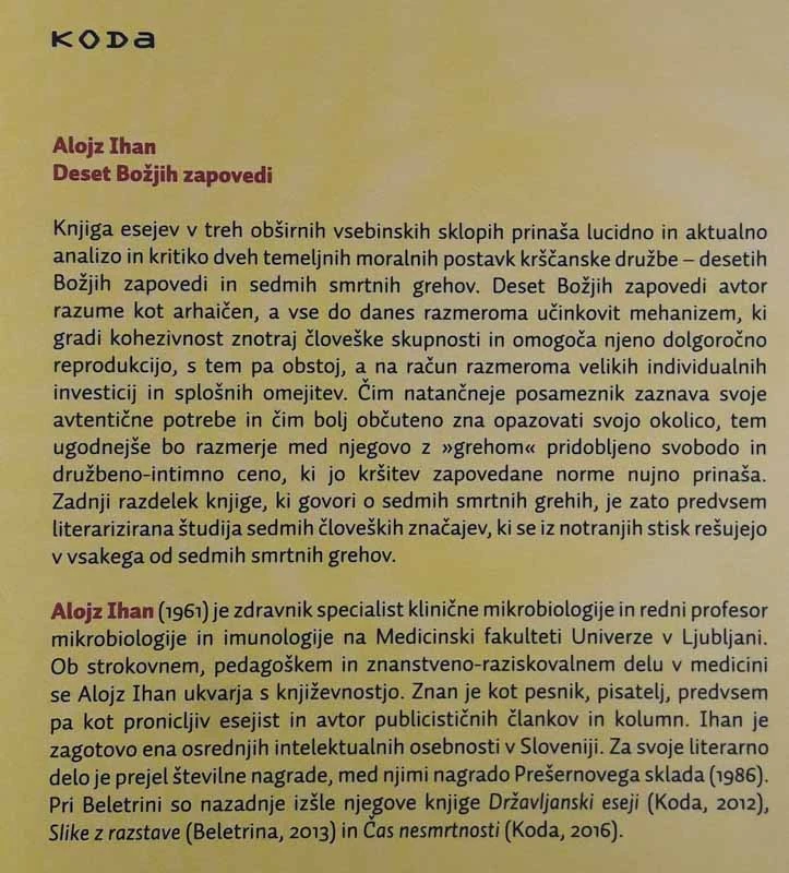DESET BOŽJIH ZAPOVEDI, Alojz Ihan