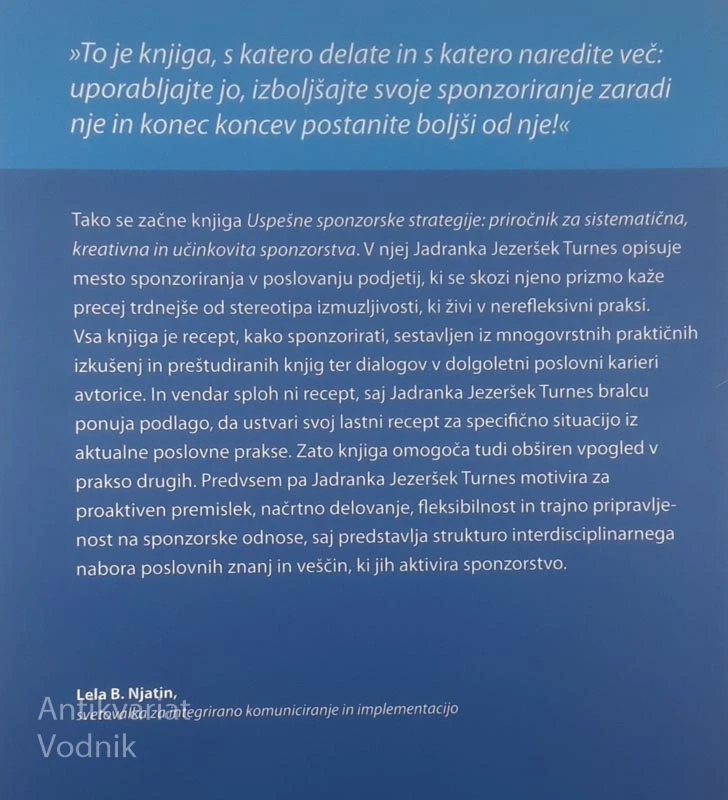 USPEŠNE SPONZORSKE STRATEGIJE, Jadranka Jezeršek Turnes
