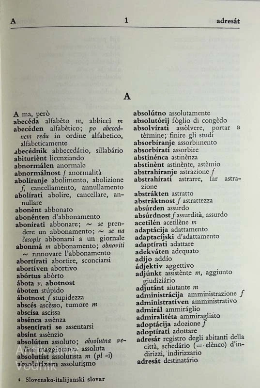 SLOVENSKO-ITALIJANSKI SLOVAR, Janko Kos