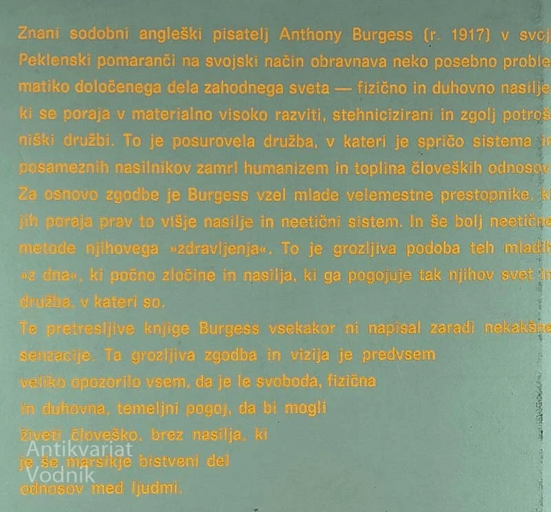 PEKLENSKA POMARANČA, Anthony Burgess