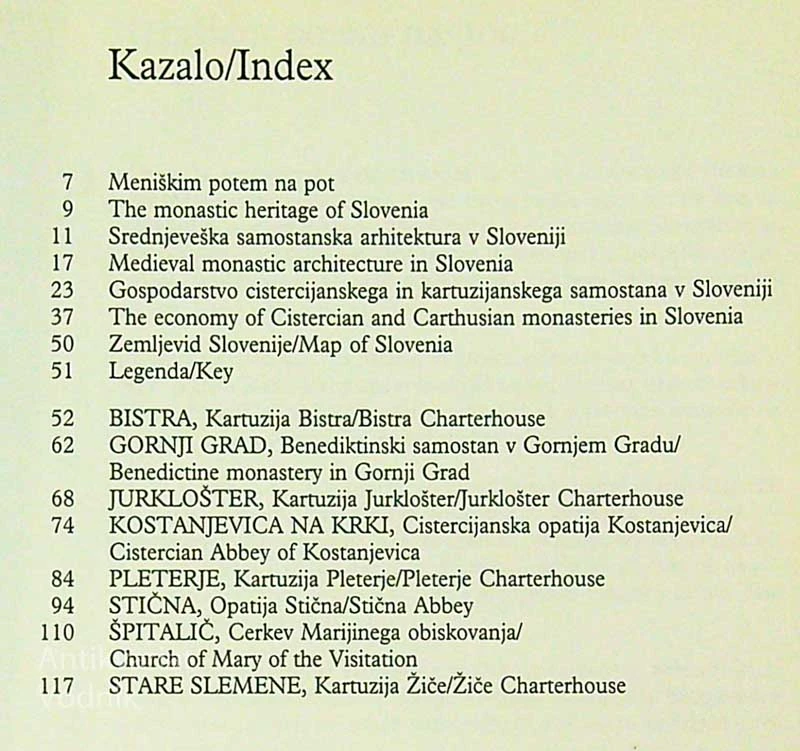 KULTURNA DEDIŠČINA MENIŠKIH REDOV / THE HERITAGE OF MONASTIC ORDERS