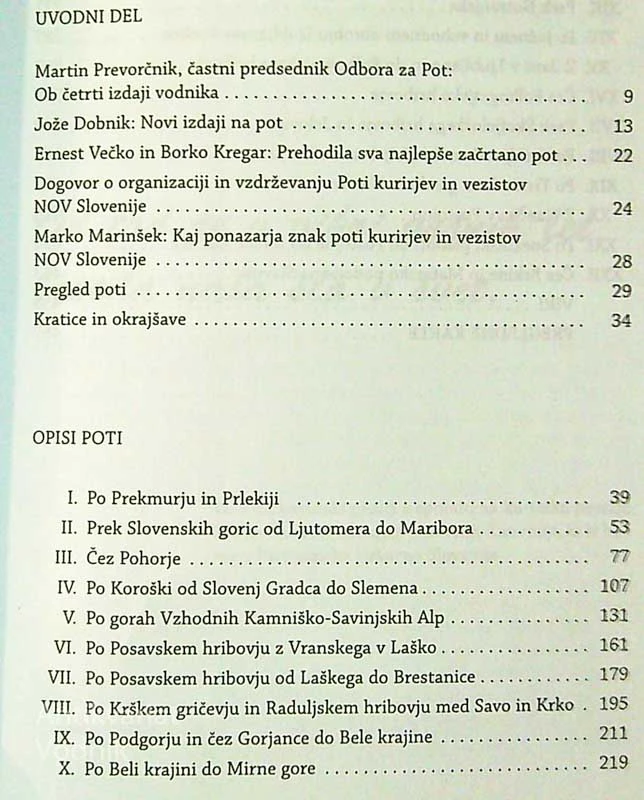 POT KURIRJEV IN VEZISTOV NOV SLOVENIJE; VODNIK, Jože Dobnik