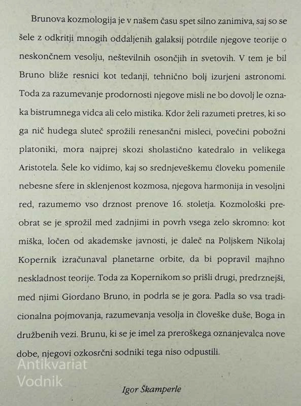 MISLEC NESKONČNOSTI, Giordano Bruno