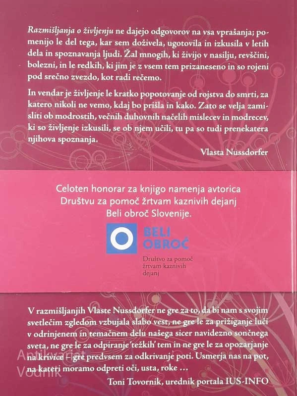 RAZMIŠLJANJA O ŽIVLJENJU, Vlasta Nussdorfer