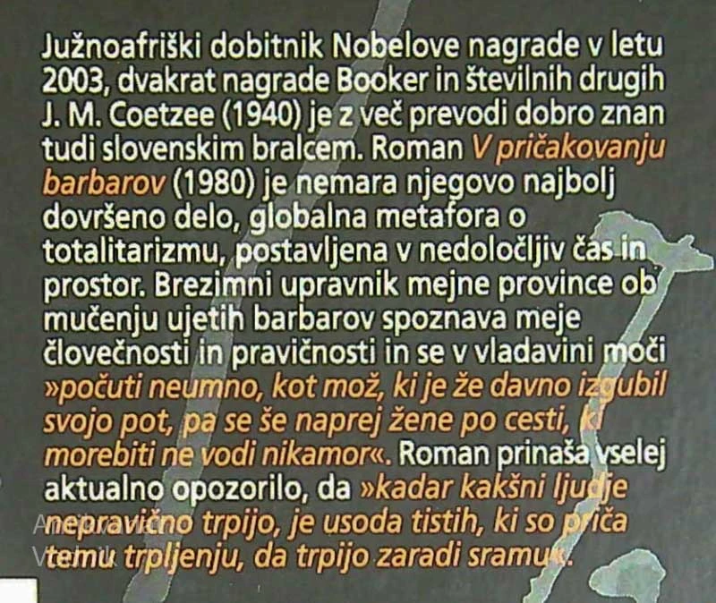 V PRIČAKOVANJU BARBAROV, J. M. Coetzee