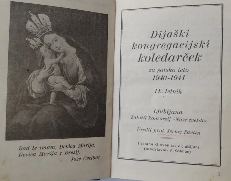 DIJAŠKI KONGREGACIJSKI KOLEDARČEK 1940 – 1941