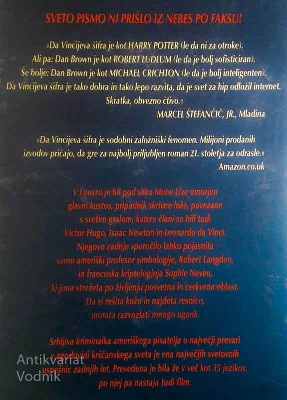 DA VINCIJEVA ŠIFRA, Dan Brown