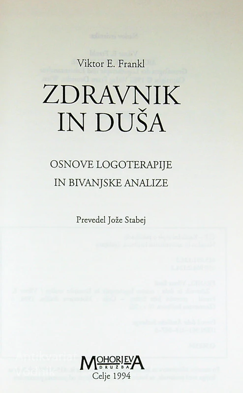ZDRAVNIK IN DUŠA, Viktor E. Frankl