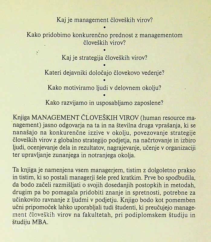 MANAGEMENT ČLOVEŠKIH VIROV, Sonja Treven