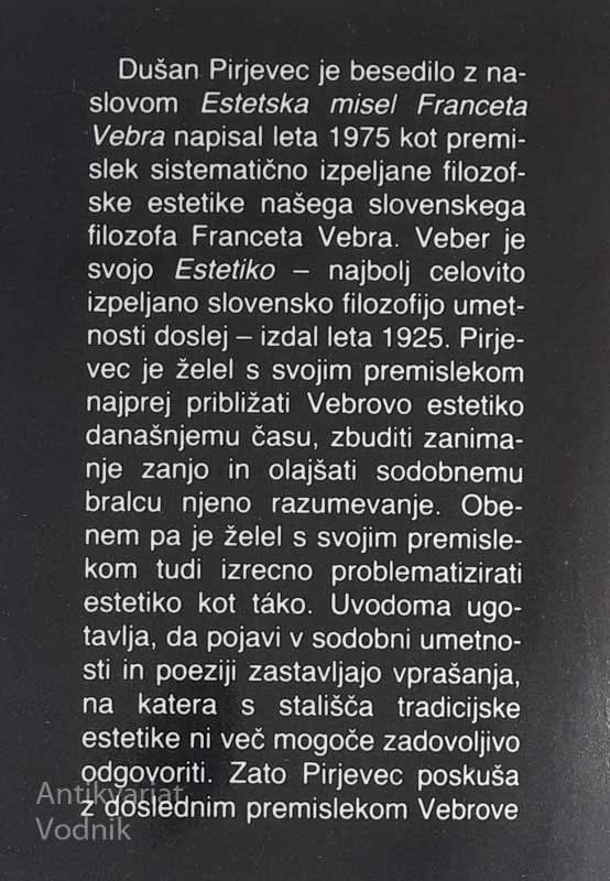 ESTETSKA MISEL FRANCETA VEBRA, Dušan Prijevec