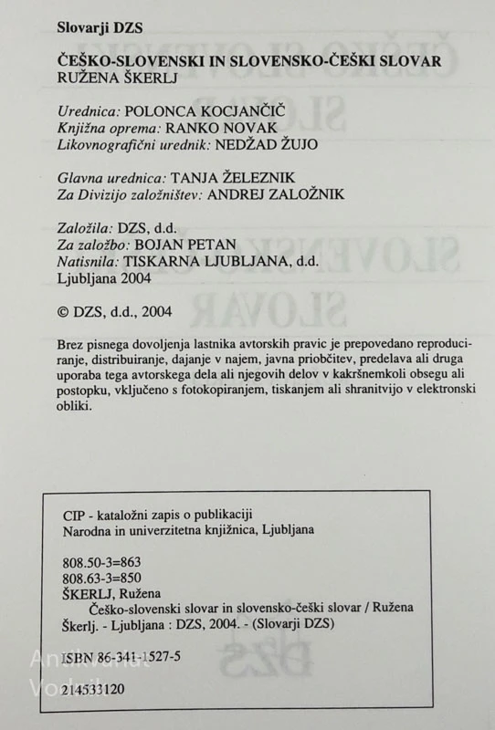 ČEŠKO – SLOVENSKI SLOVAR / SLO – ČEŠKI SLOVAR