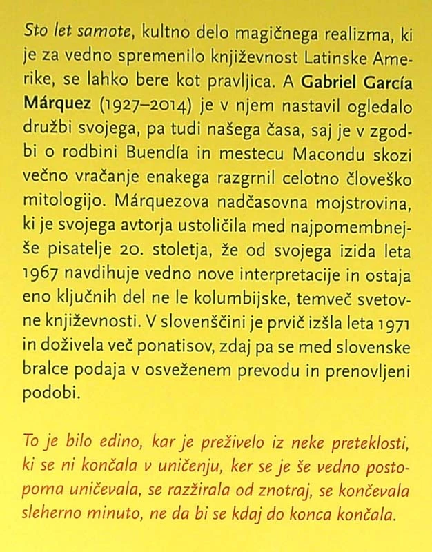 STO LET SAMOTE, Gabriel García Márquez