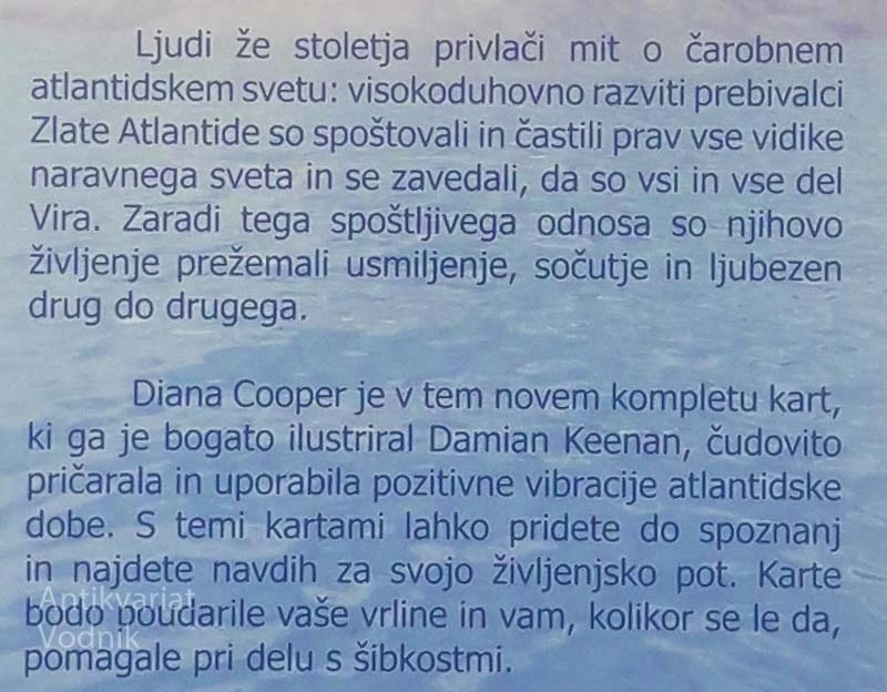 ATLANTIDSKE KARTE; ORAKELJSKE IN INTUICIJSKE KARTE, Diana Cooper