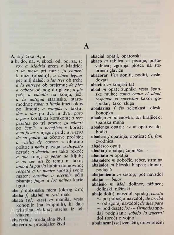 Anton Grad, ŠPANSKO-SLOVENSKI SLOVAR, DICCIONARIO ESPANOL-ESLOVENO