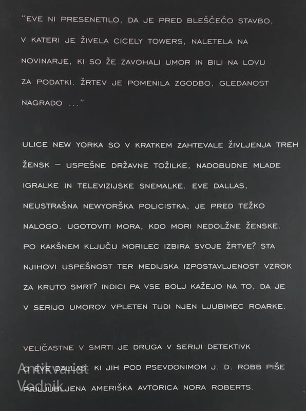 VELIČASTNE V SMRTI, Nora Roberts kot J. D. Robb