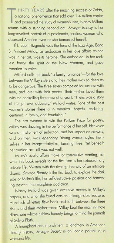 SAVAGE BEAUTY; THE LIFE OF EDNA ST. VINCENT MILLAY, Nancy Milford