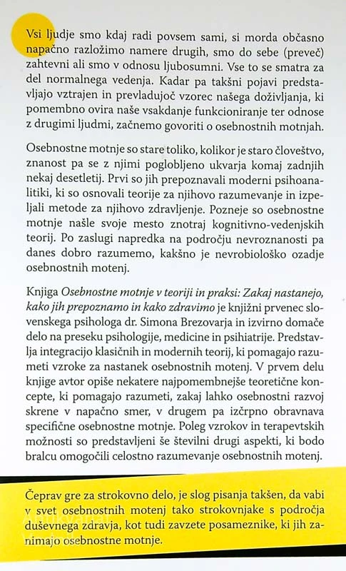 OSEBNOSTNE MOTNJE; V TEORIJI IN PRAKSI, Simon Brezovar