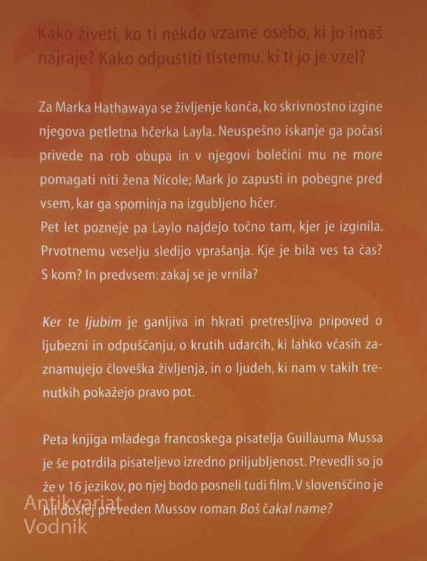 KER TE LJUBIM, Guillaume Musso