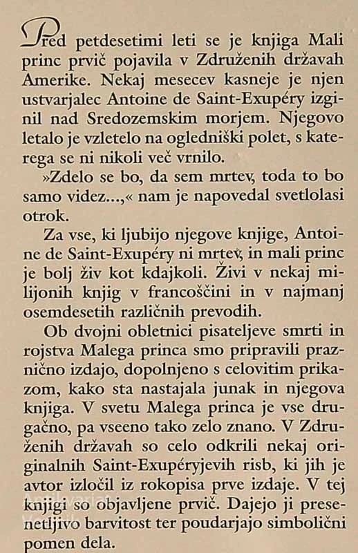 MALI PRINC, Antoine de Saint-Exupery
