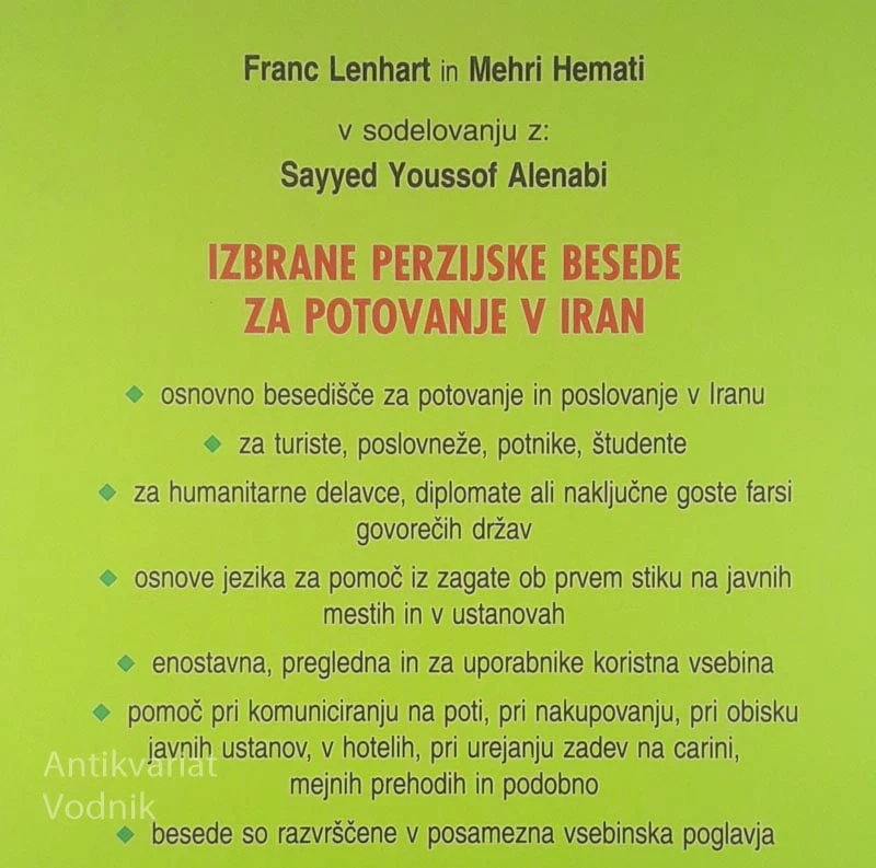 IZBRANE PERZIJSKE BESEDE ZA POTOVANJE V IRAN, Franc Lenhart in Mehri Hemati