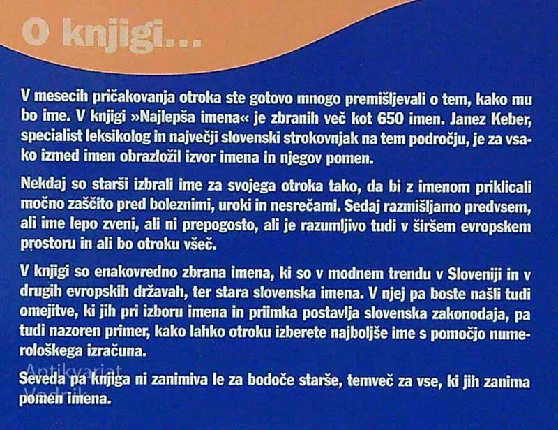 NAJLEPŠA IMENA ZA NOVOROJENČKA, Janez Keber