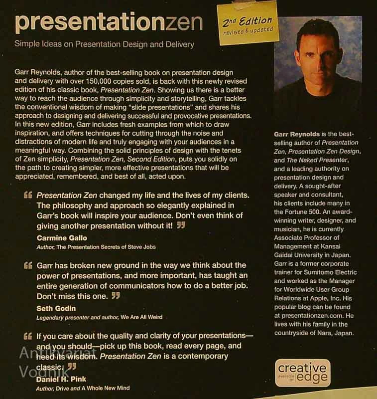 PRESENTATION ZEN; SIMPLE IDEAS ON PRESENTATION DESIGN AND DELIVERY, Garr Reynolds