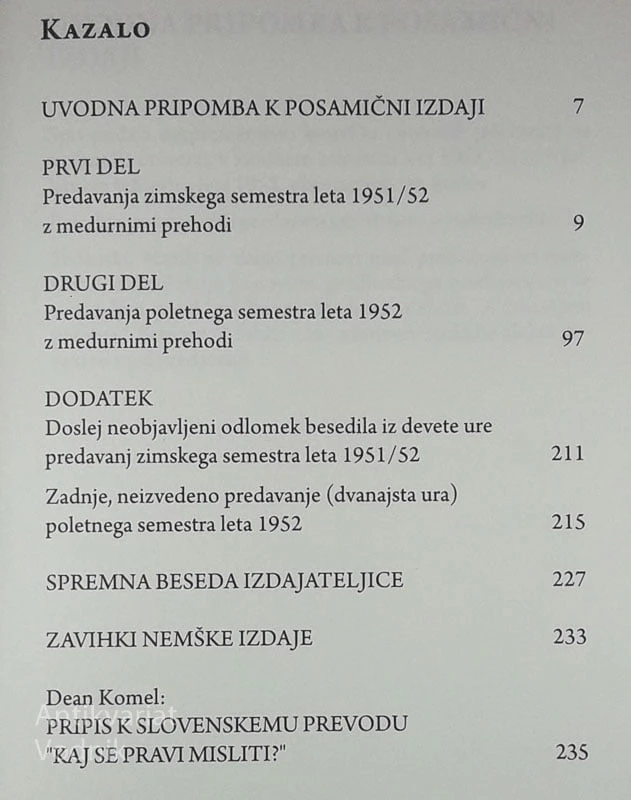 KAJ SE PRAVI MISLITI?, Martin Heidegger