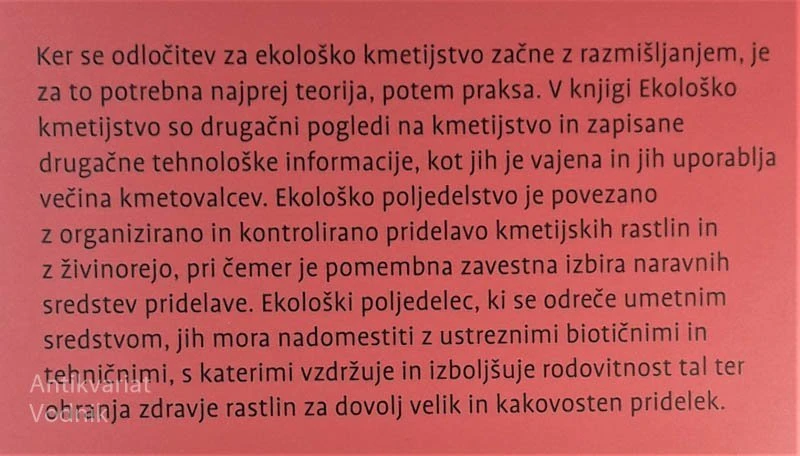 EKOLOŠKO KMETIJSTVO, poljščine, zelenjadnice in travinje