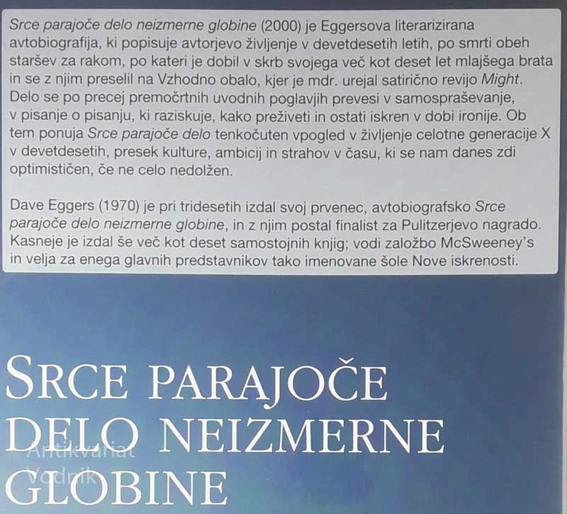 SRCE PARAJOČE DELO NEIZMERNE GLOBINE, Jernej Župančič