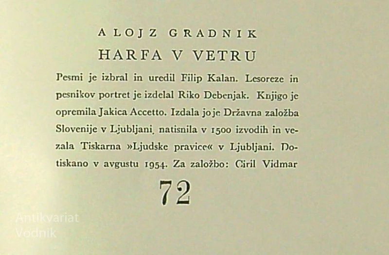 HARFA V VETRU, Alojz Gradnik