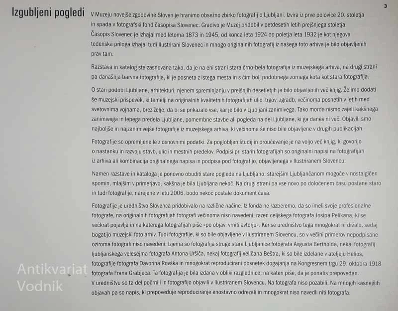 IZGUBLJENI POGLEDI; LJUBLJANA NEKOČ IN DANES