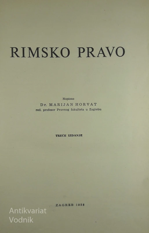 RIMSKO PRAVO, Marijan Horvat