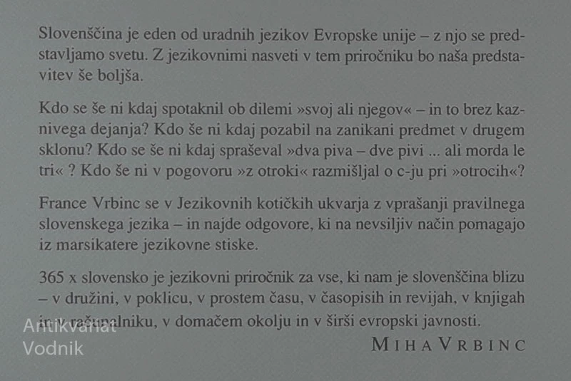 365 X SLOVENSKO Z JEZIKOVNIMI KOTIČKI SKOZI LETO, France Vrbinc